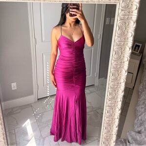 Elegant Magenta Ruched Gown